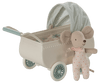 Maileg Pram with baby mouse - Mint - Flying Ryno