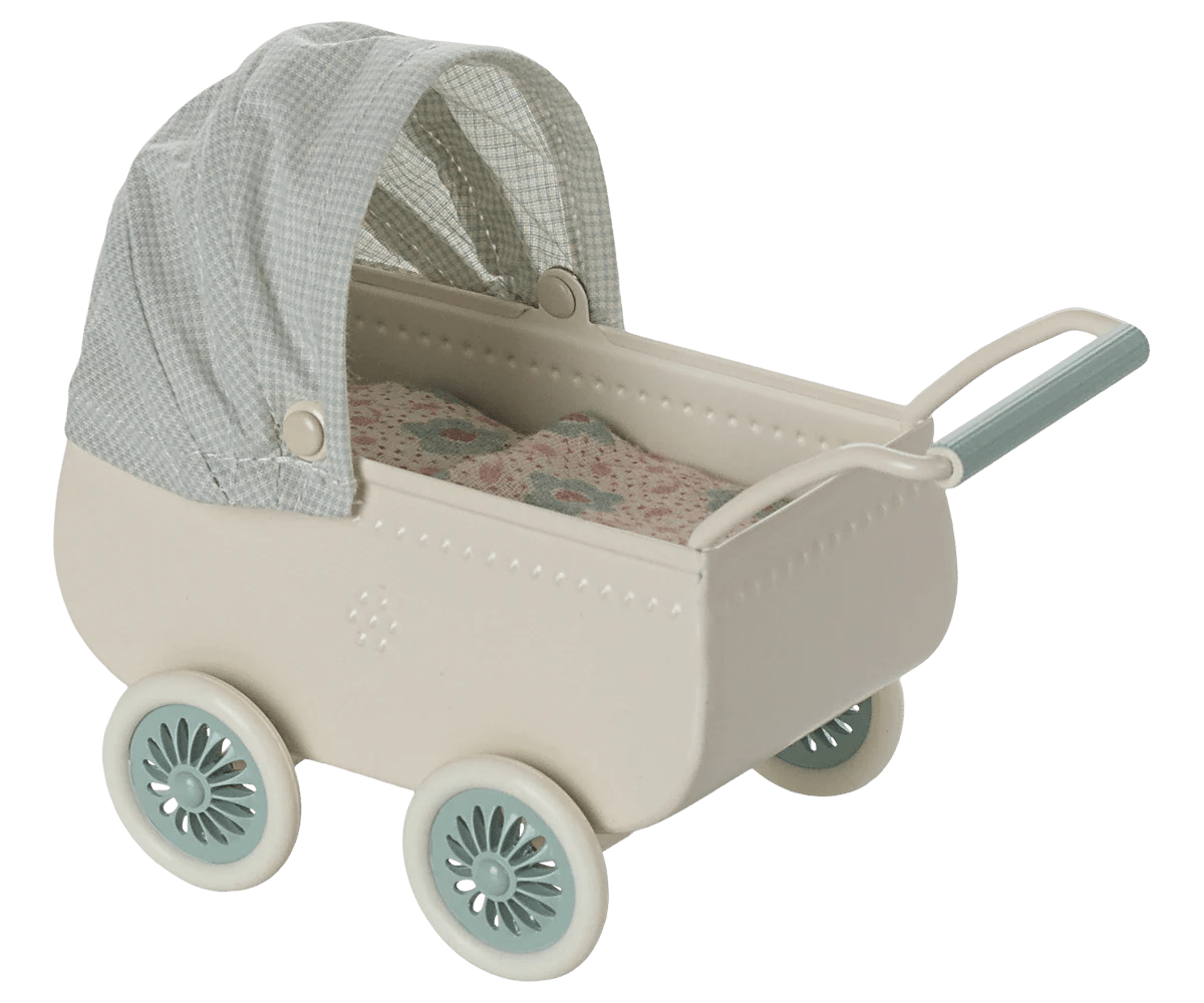 Maileg Pram with baby mouse - Mint - Flying Ryno