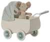 Maileg Pram with baby mouse - Mint - Flying Ryno