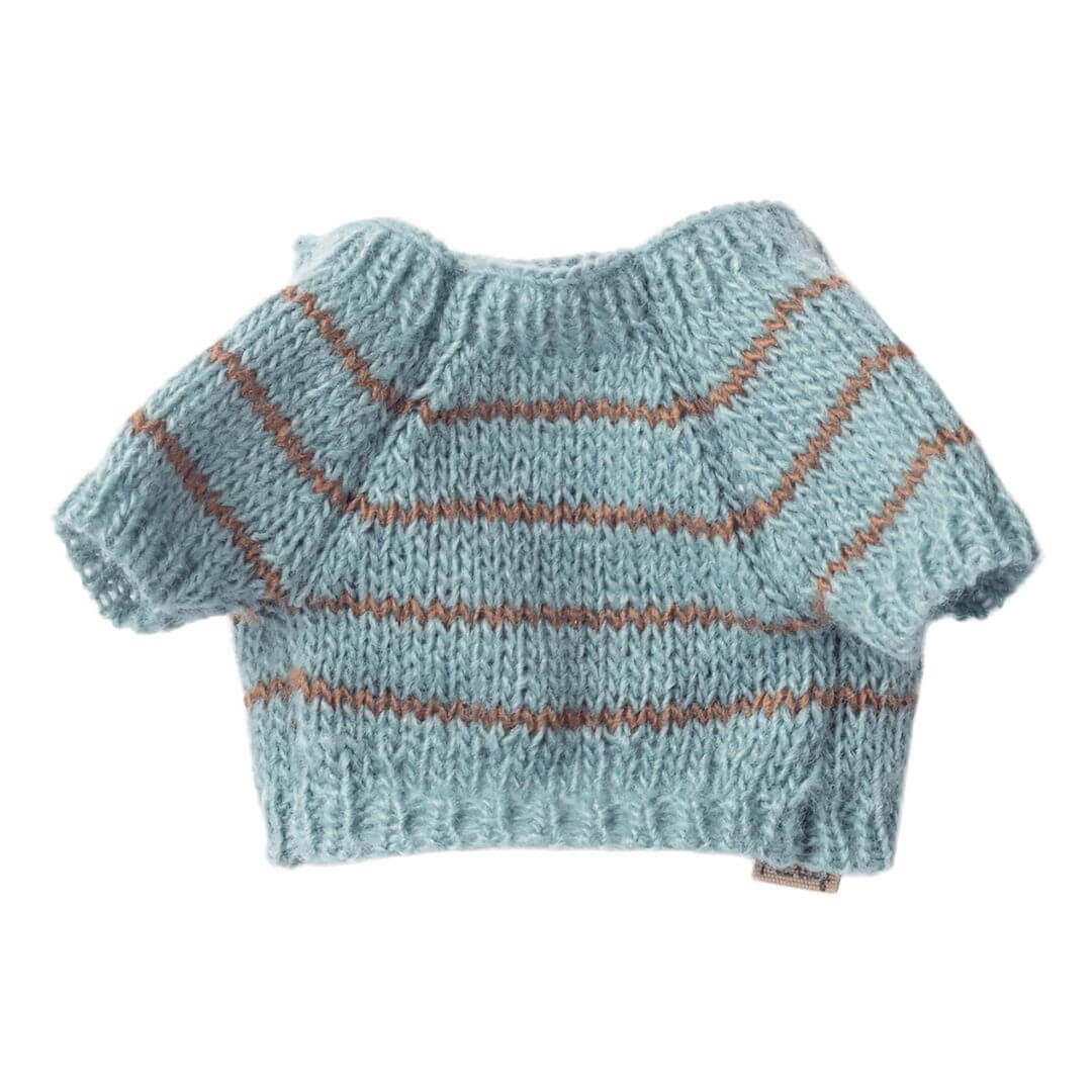 Maileg Puppy Supply, Small, Knitted Sweater, Dusty Blue - Flying Ryno