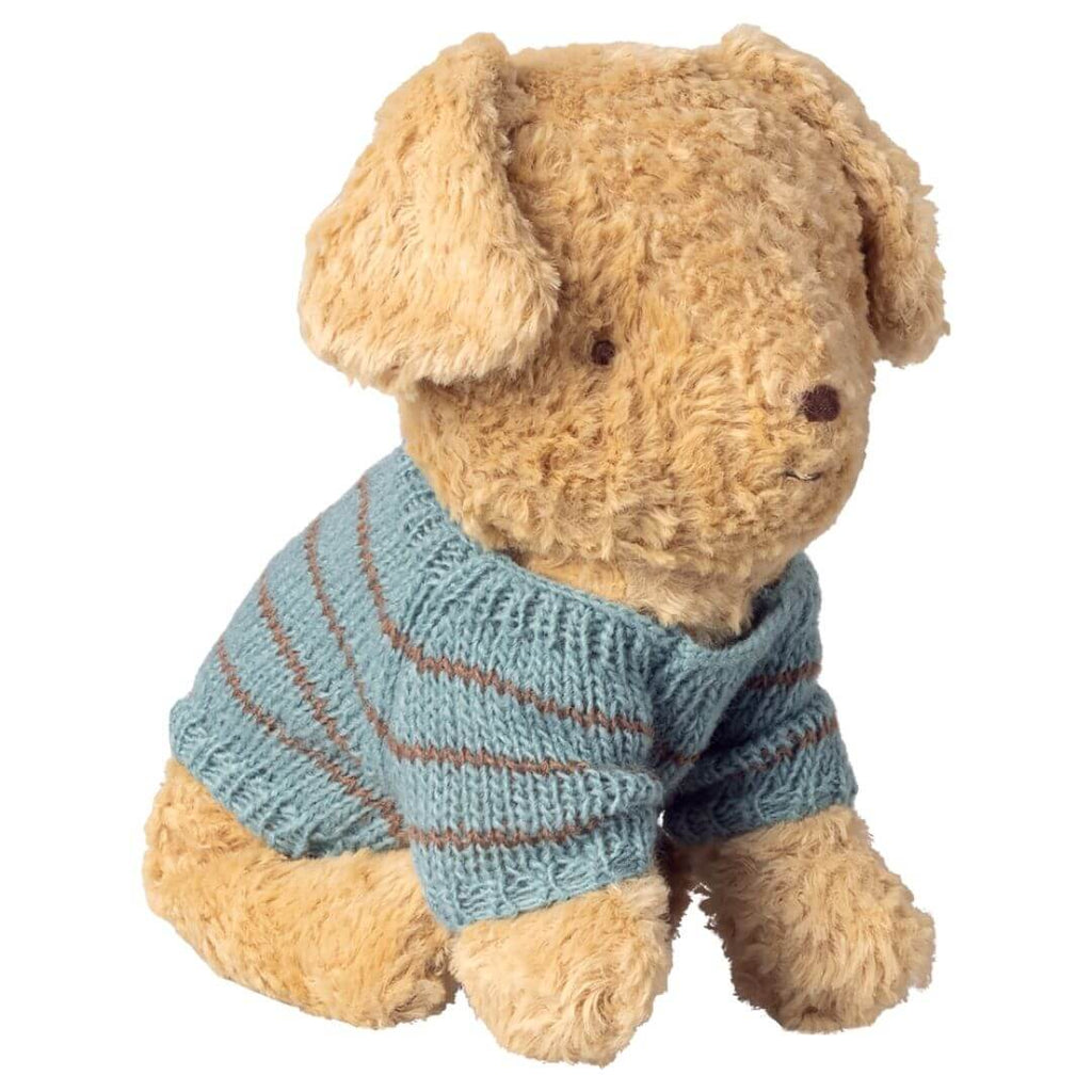 Maileg Puppy Supply, Small, Knitted Sweater, Dusty Blue - Flying Ryno