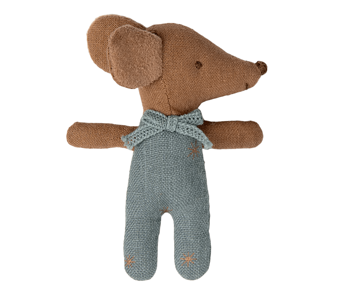 Maileg Sleepy Wakey, Baby Mouse - Blue - Flying Ryno