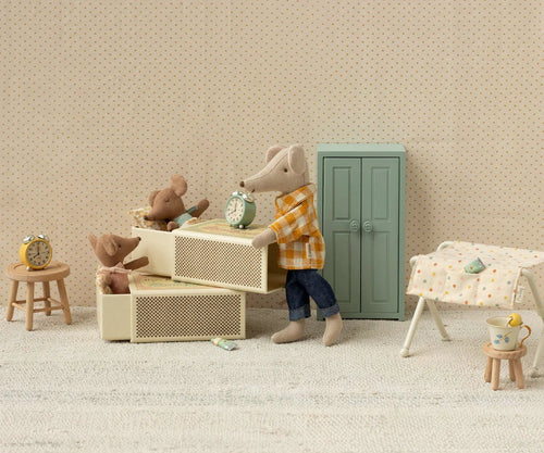 Maileg Sleepy wakey baby mouse in matchbox - Blue - Flying Ryno