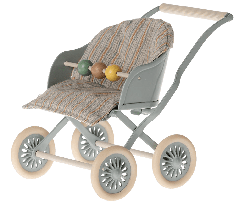 Maileg Stroller, Baby mouse - Blue - Flying Ryno