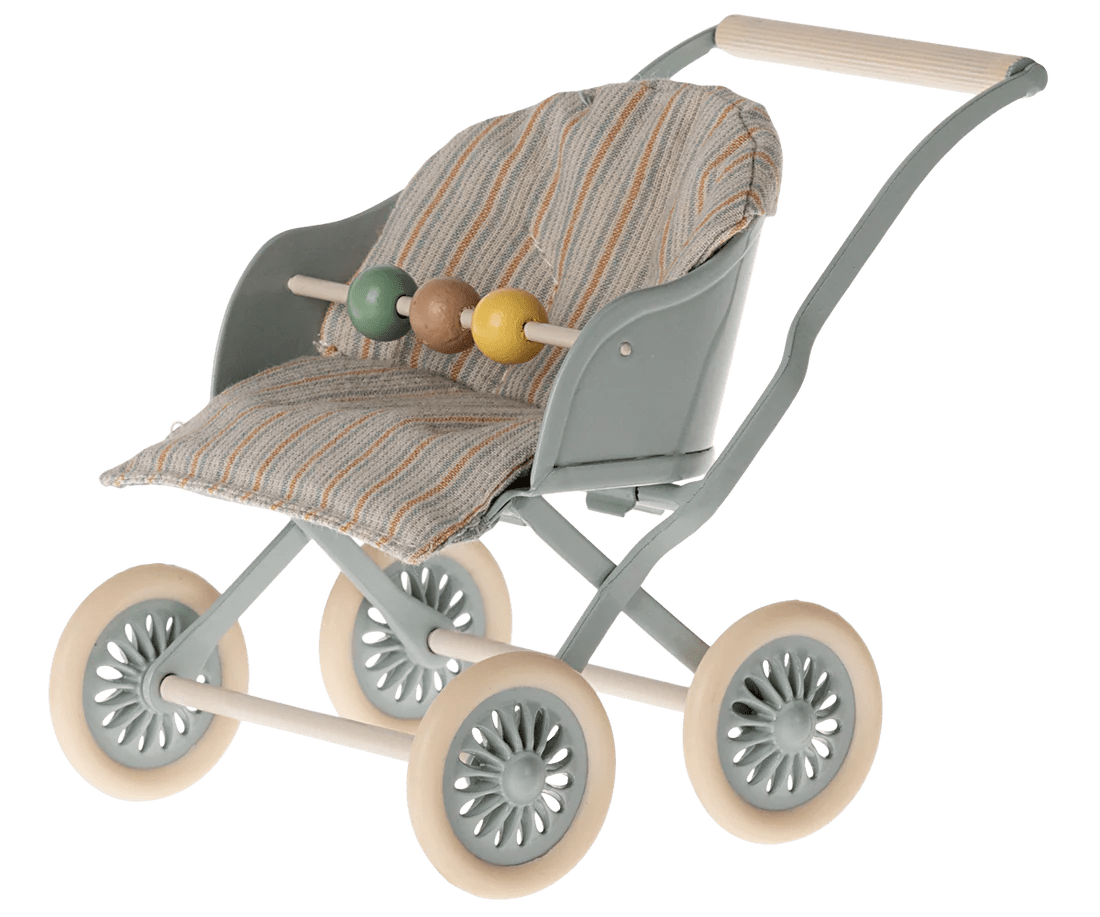 Maileg Stroller, Baby mouse - Blue - Flying Ryno