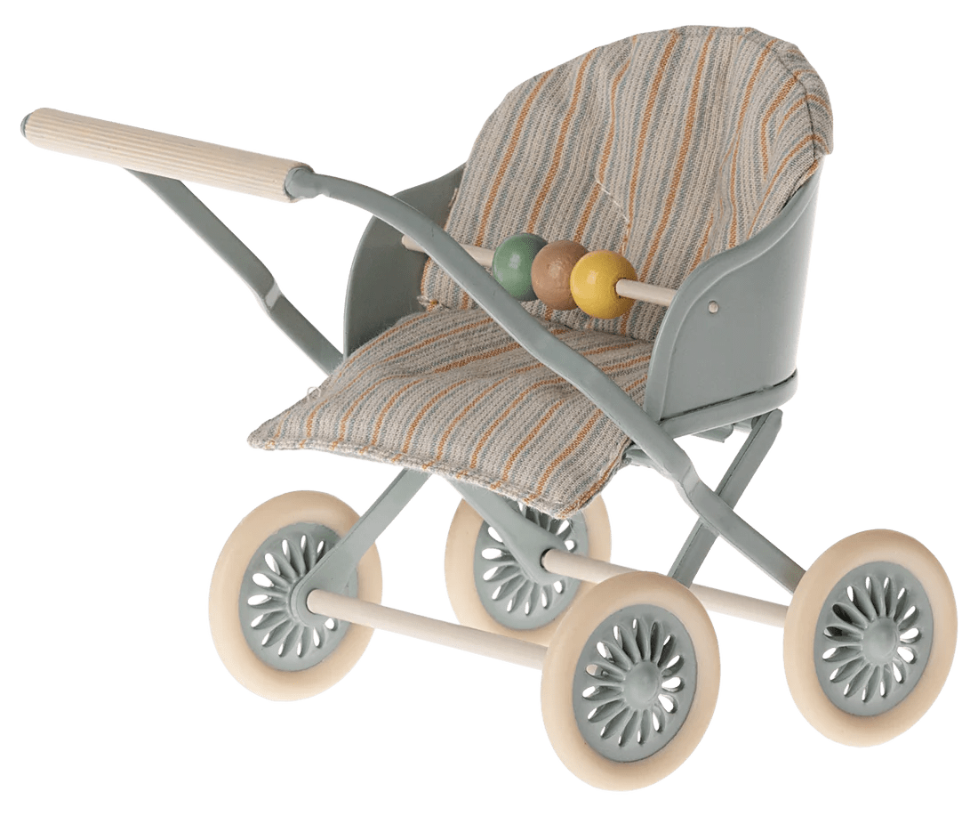 Maileg Stroller, Baby mouse - Blue - Flying Ryno