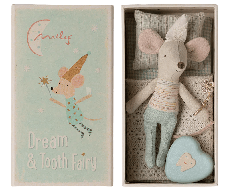 Maileg Tooth Fairy Mouse, Little Brother in Match Box - Flying Ryno