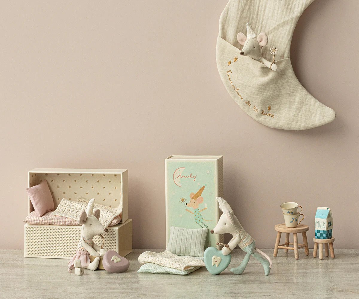 Maileg Tooth Fairy Mouse, Little Sister in Match Box - Flying Ryno