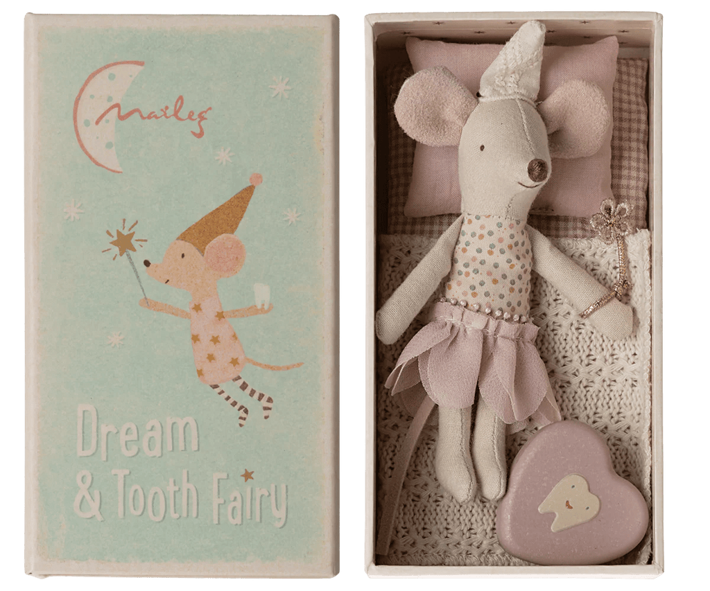 Maileg Tooth Fairy Mouse, Little Sister in Match Box - Flying Ryno