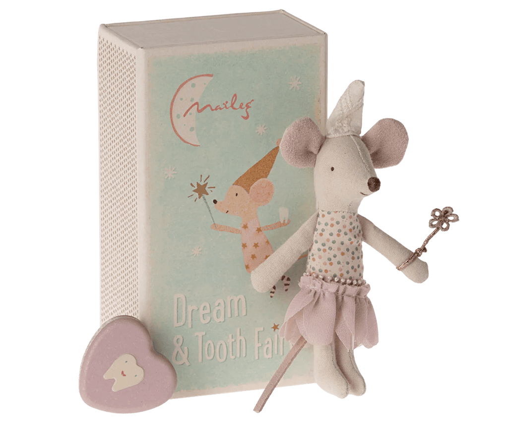 Maileg Tooth Fairy Mouse, Little Sister in Match Box - Flying Ryno