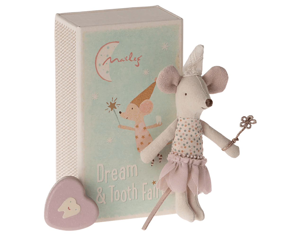 Maileg Tooth Fairy Mouse, Little Sister in Match Box - Flying Ryno