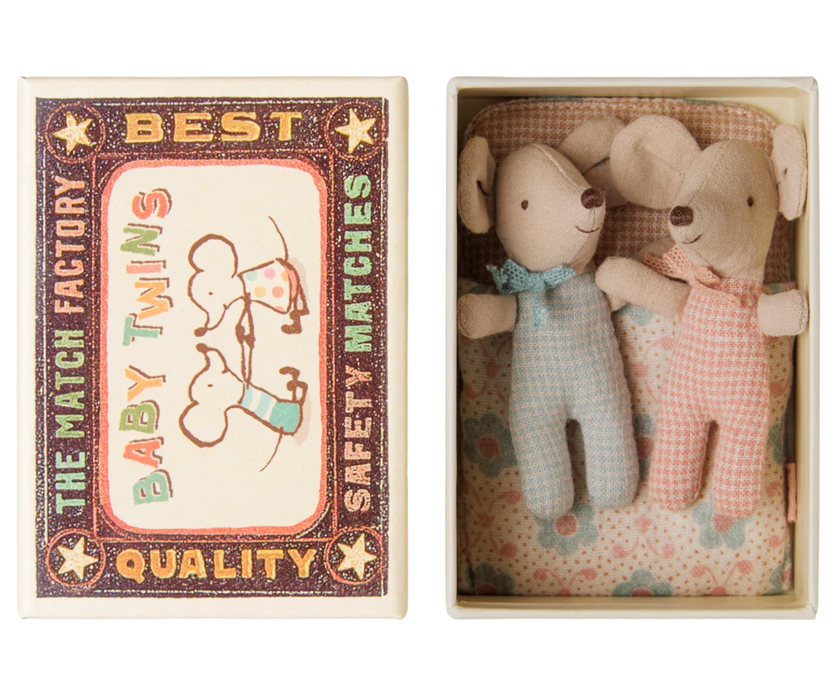 Maileg Twins, Baby Mice in Matchbox, Checker - Flying Ryno