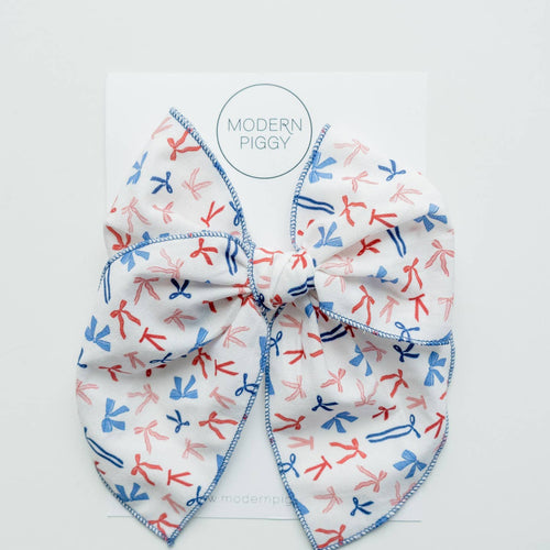 Modern Piggy Red White and Bow| Party Bow - Flying Ryno