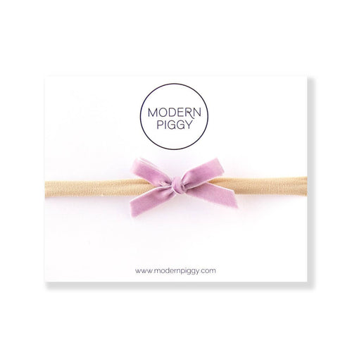 Modern Piggy Vintage Lavender | Mini Ribbon Bow - Nylon Headband - Flying Ryno