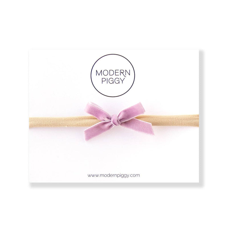 Modern Piggy Vintage Lavender | Mini Ribbon Bow - Nylon Headband - Flying Ryno