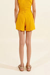 Molly Bracken High Waist Shorts with Scalloped Bottoms. Yellow - Flying Ryno