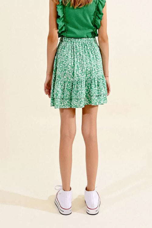 Molly bracken Printed Ruffled Skirt, Green - Flying Ryno