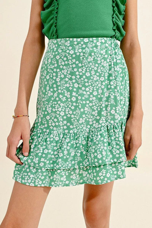 Molly bracken Printed Ruffled Skirt, Green - Flying Ryno