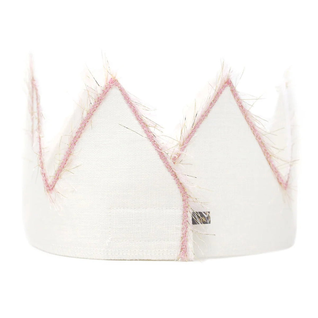 oh baby! Birthday Crown, one, Blush/Gold Trim on Oyster Linen - Flying Ryno