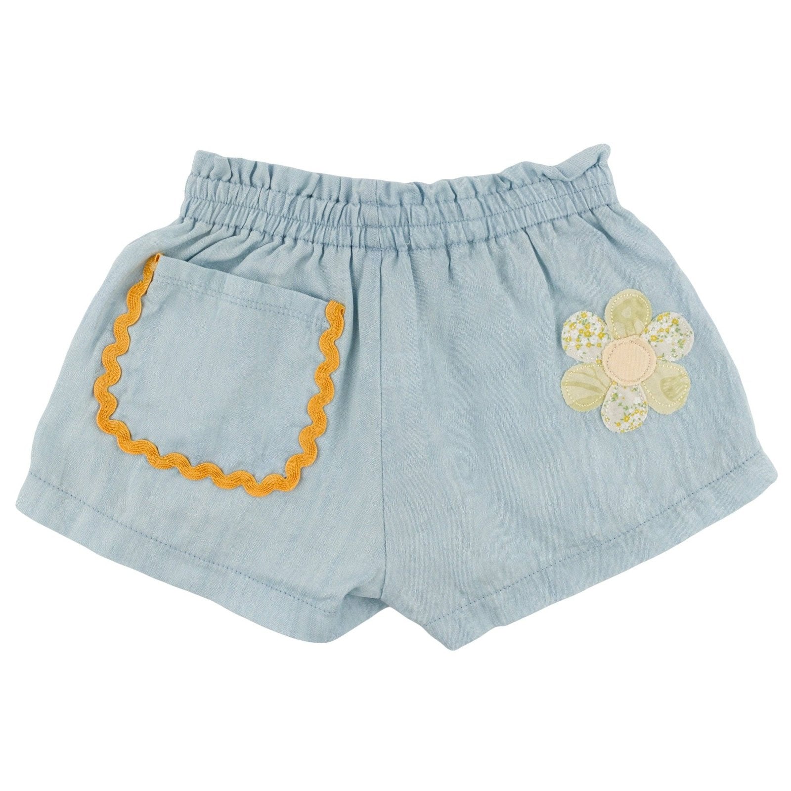 oh baby! Libby Applique Pull-On Shorts, Light Wash - Flying Ryno