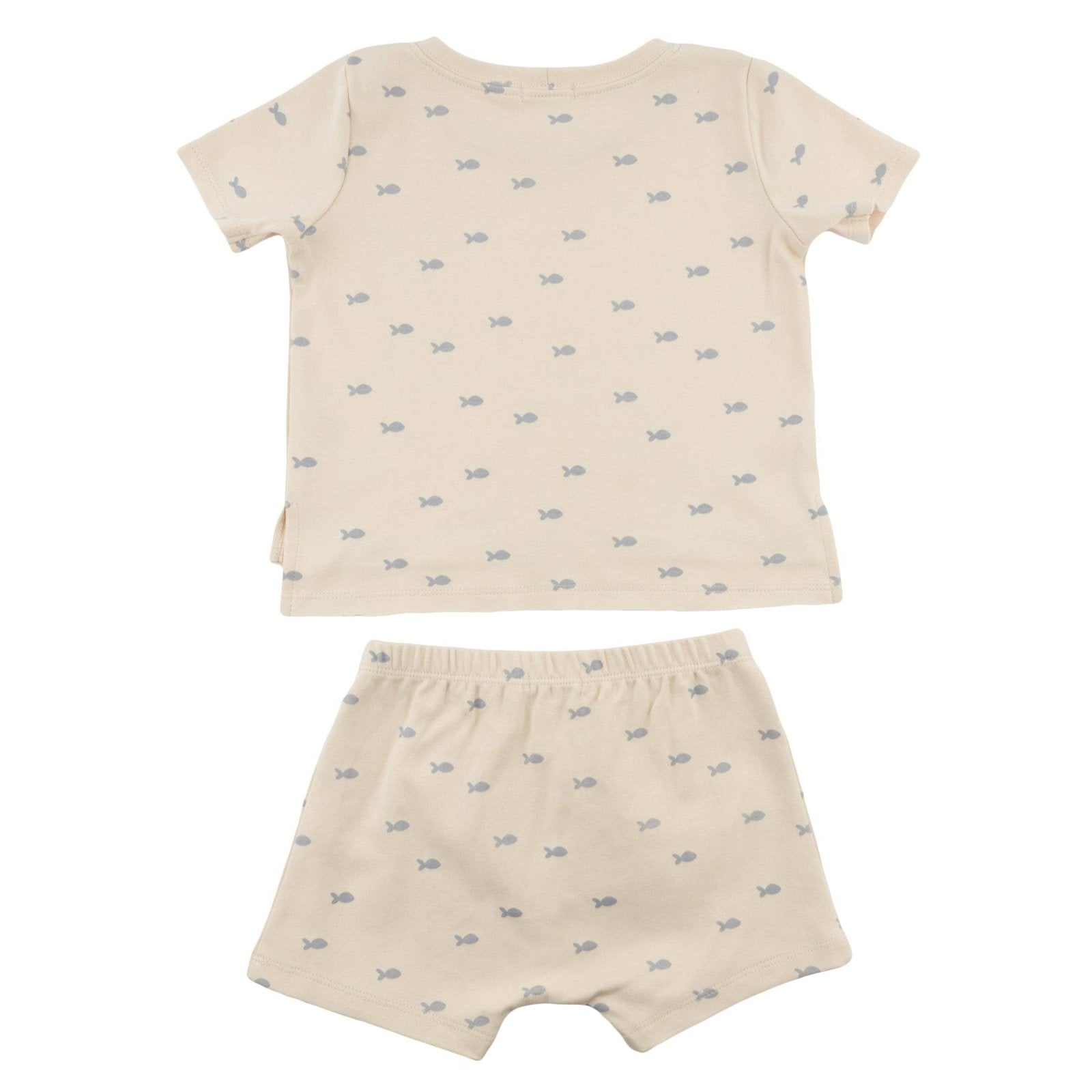 oh baby! Mini Fish Raw Edge T-Shirt and Short Set, Natural - Flying Ryno