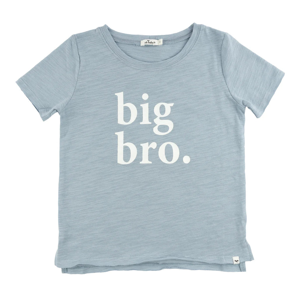 oh baby! Raw Edge Tee "big bro." White Ink, Fog - Flying Ryno