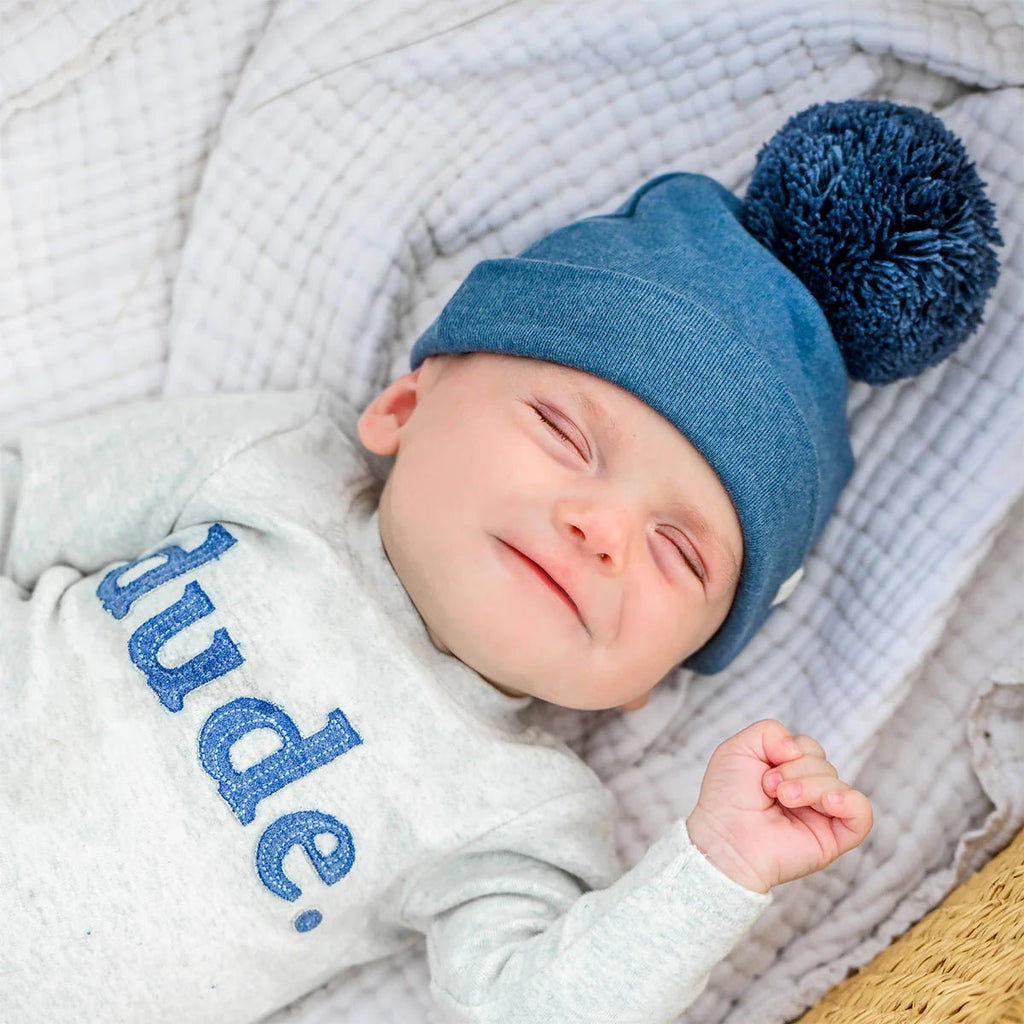 oh baby! Two Piece Set, Denim "dude" Applique, Heather Gray - Flying Ryno