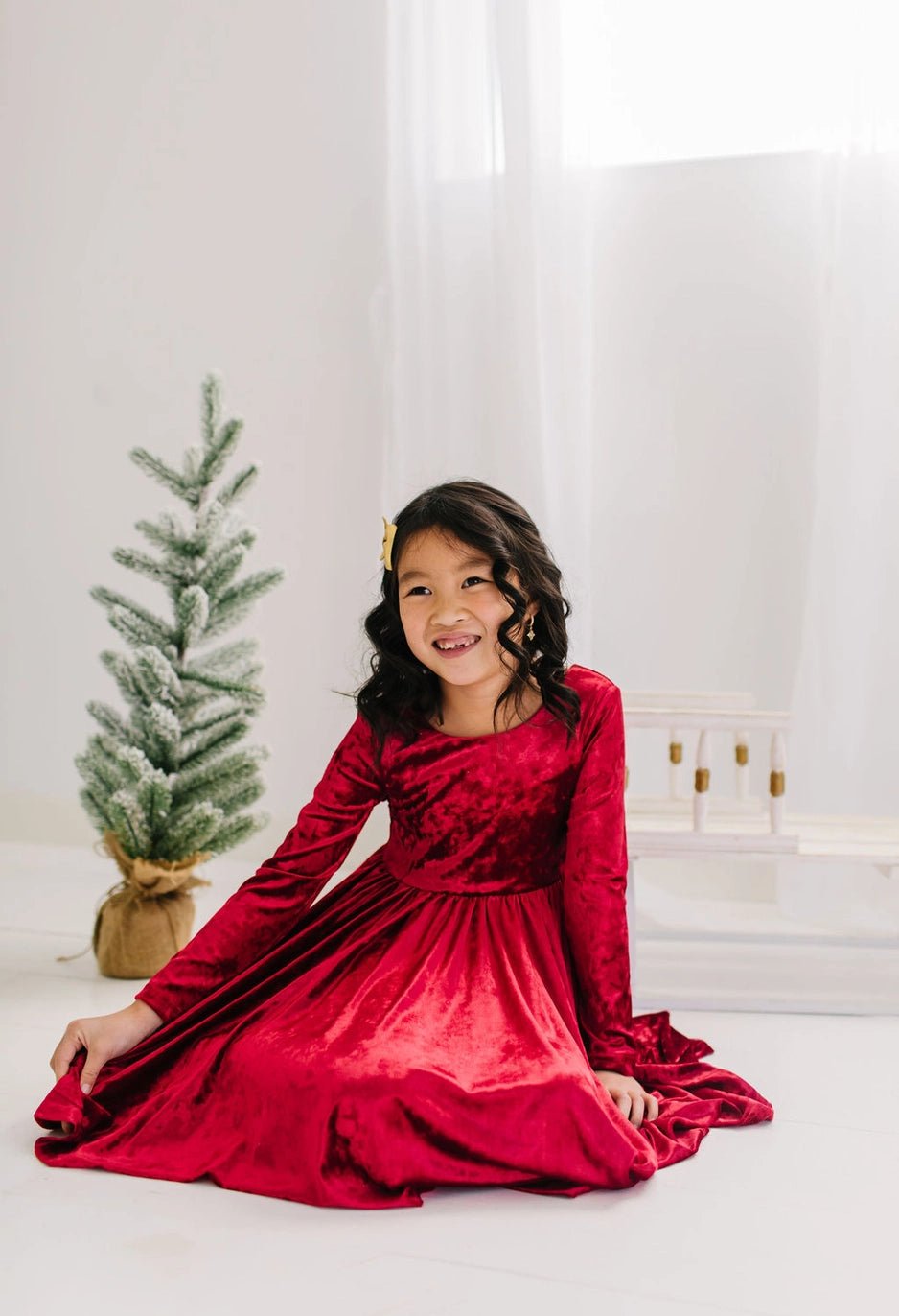 Ollie Jay Gwendolyn Dress in Red Crushed Velvet | Girls Dress - Flying Ryno