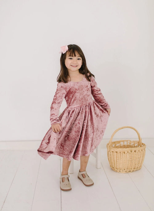 Ollie Jay Gwendolyn Dress in Tea Rose Crushed Velvet - Flying Ryno