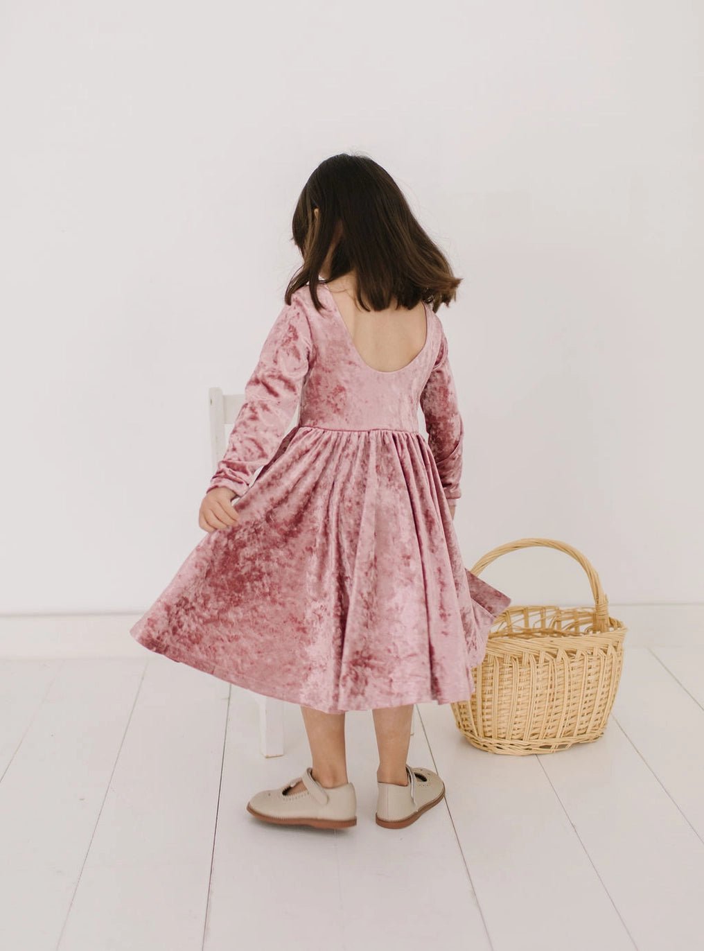 Ollie Jay Gwendolyn Dress in Tea Rose Crushed Velvet - Flying Ryno