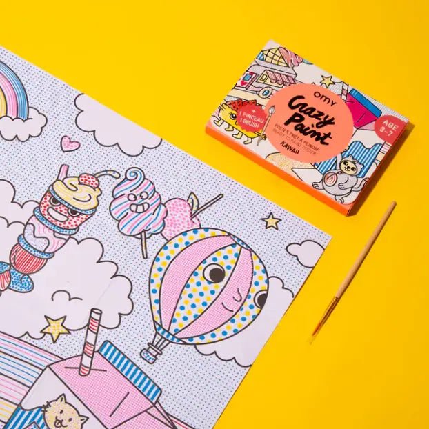 OMY Kawaii Paint Activity - with Brush + Pre - Applied Paint - Flying Ryno