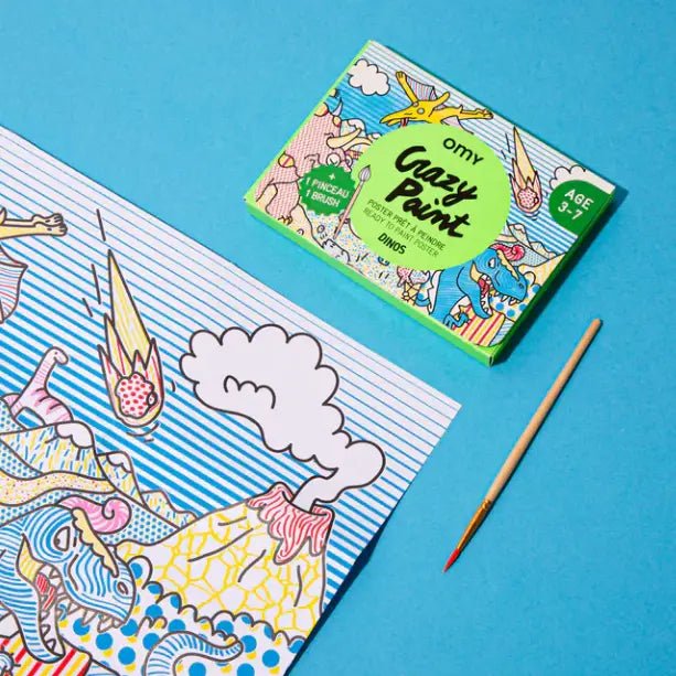 OMYU Dinos Paint Activity - with Brush + Pre - Applied Paint - Flying Ryno