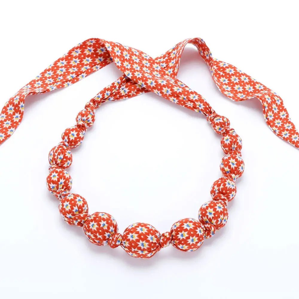 Peppercorn Kids Girls Beaded Cloth Necklace - Origami - Orange - Flying Ryno