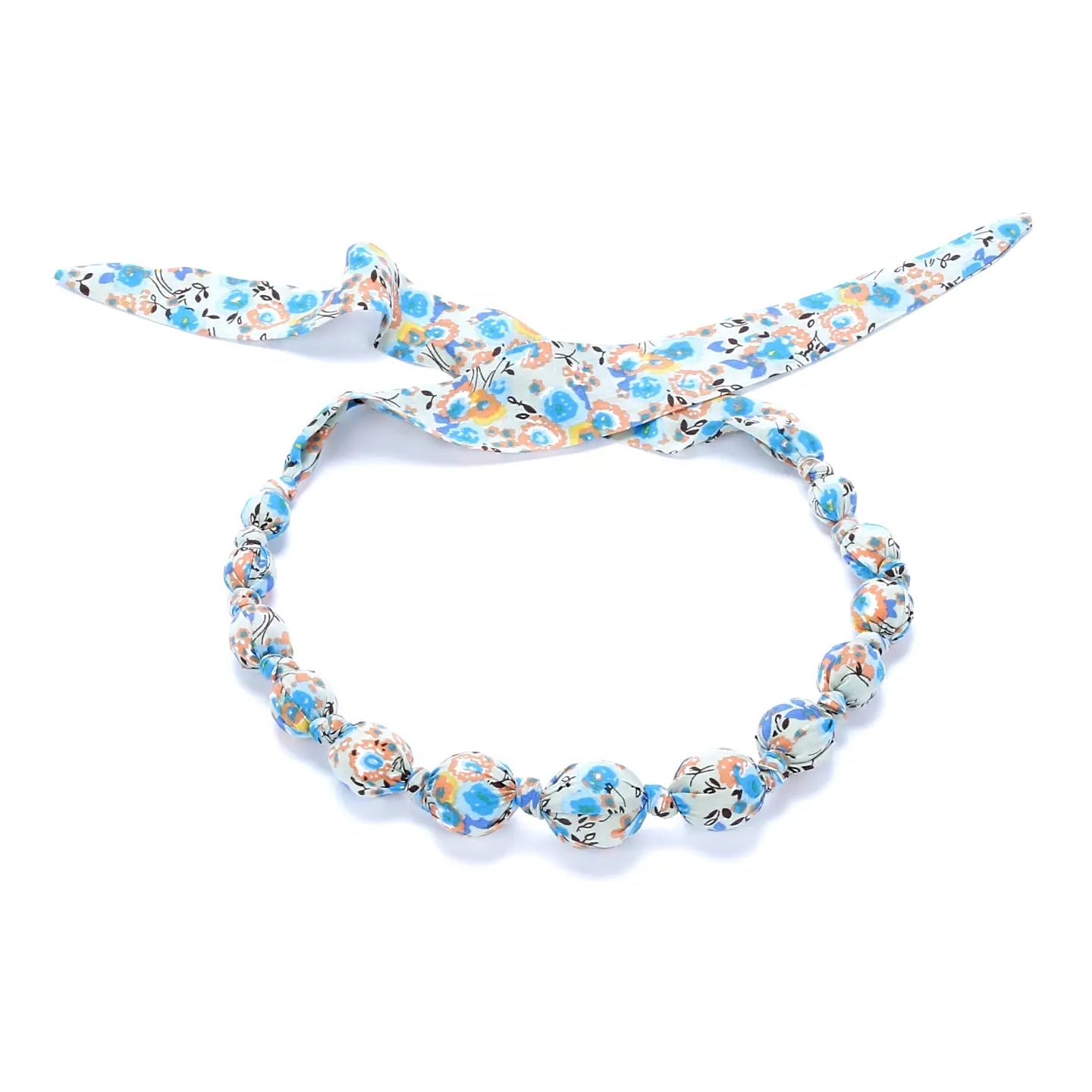 Peppercorn Kids Kids 3 - 8Y Beaded Cloth Necklace - Flower Bursts Print - Flying Ryno