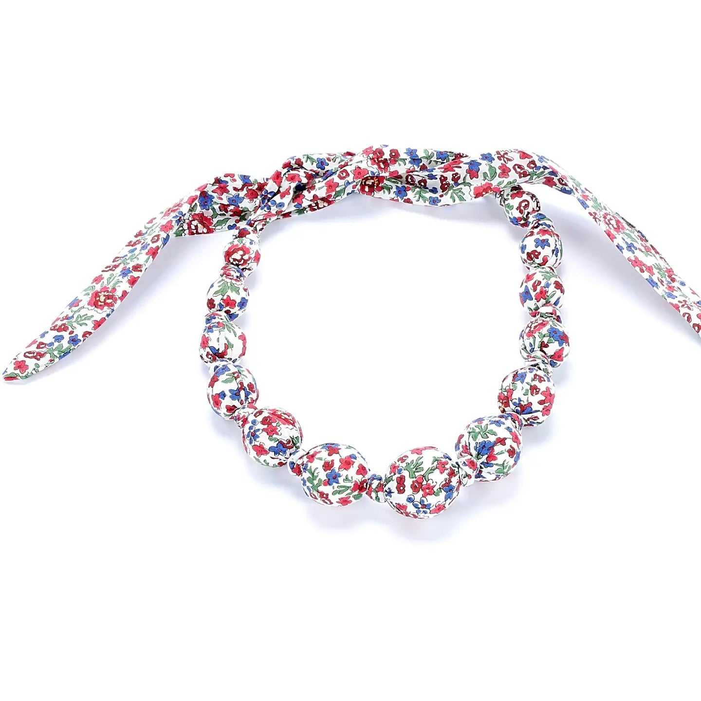 Peppercorn Little Girls Necklace - Floral Print Red/ Blue - Flying Ryno