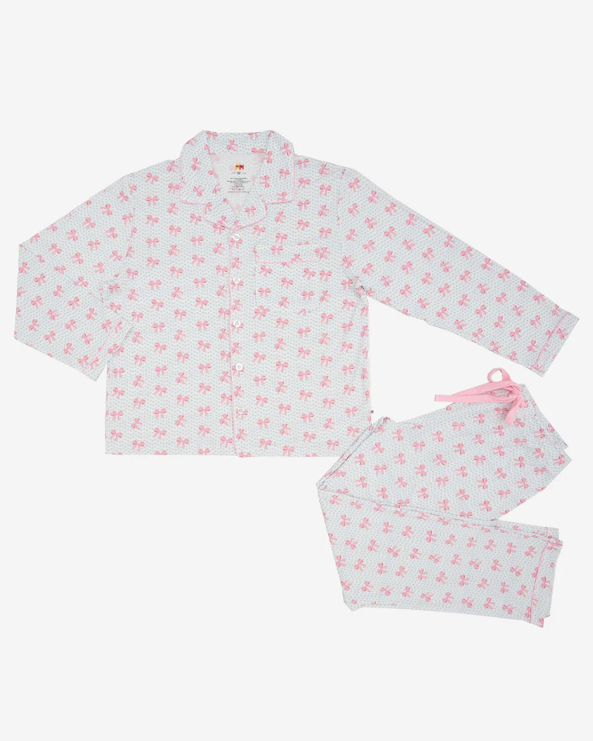 Petite Hailey Bamboo Adult PJs Set - Blue Bow - Flying Ryno