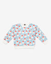 Petite Hailey Microfleece Printed Sweatshirt - Sky Blue Santa - Flying Ryno