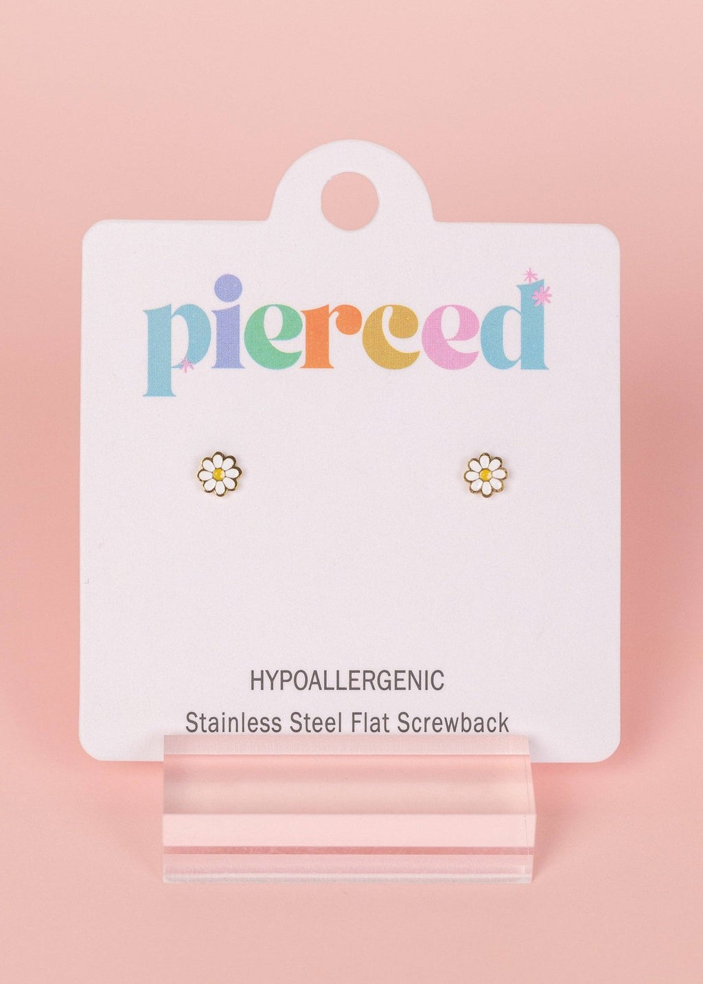 Pierced Co Tiny White Daisy Earrings - Flying Ryno