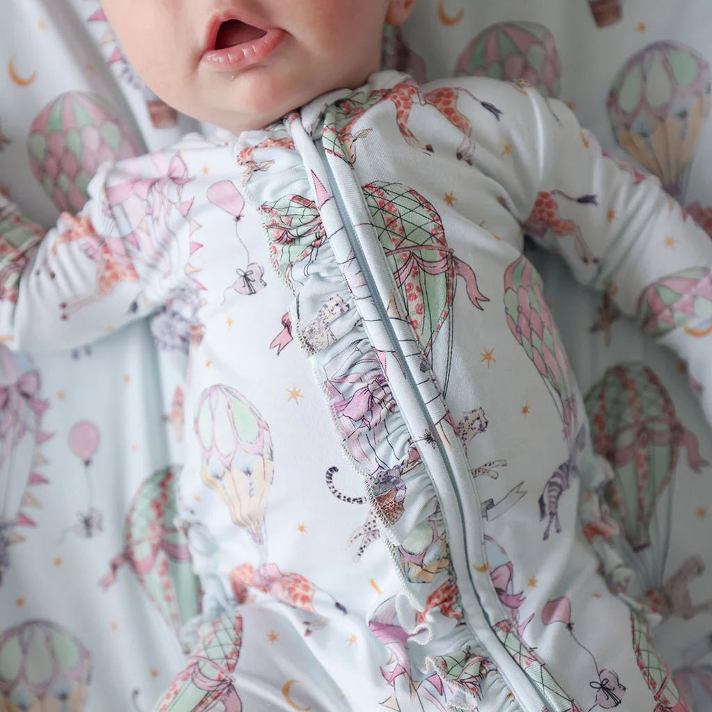 Posh Peanut Footie Ruffled Zippered One Piece, Seraphina - Flying Ryno