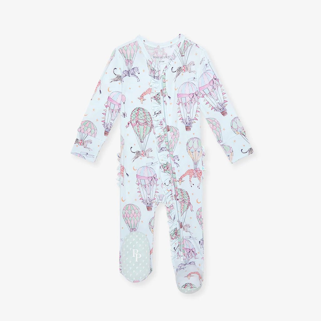 Posh Peanut Footie Ruffled Zippered One Piece, Seraphina - Flying Ryno