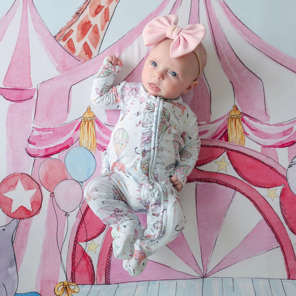 Posh Peanut Footie Ruffled Zippered One Piece, Seraphina - Flying Ryno