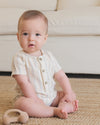 Quincy Mae Short Sleeve Woven Romper, Summer Stripe