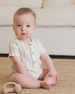 Quincy Mae Short Sleeve Woven Romper, Summer Stripe