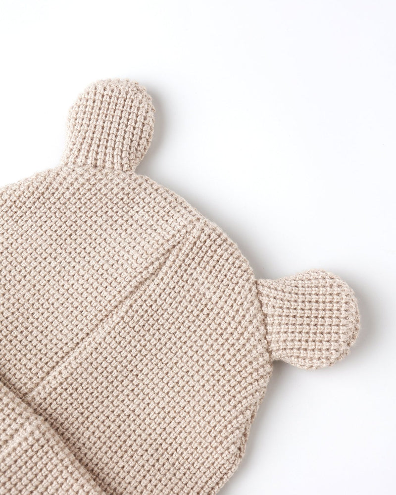 Quincy Mae Baby Bear Beanie, Oat - Flying Ryno