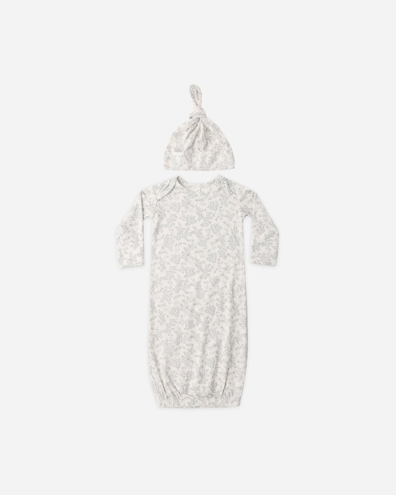 Quincy Mae Bamboo Baby Gown and Hat Set, Cloud Floral - Flying Ryno