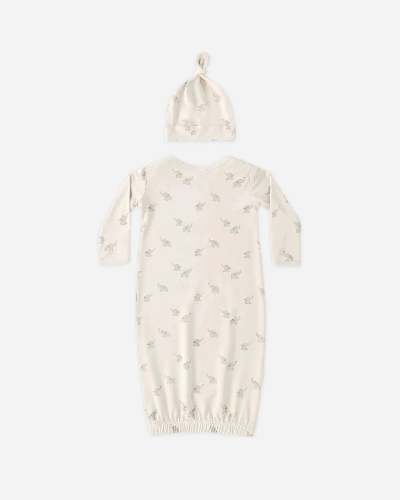 Quincy Mae Bamboo Baby Gown and Hat Set, Elephants - Flying Ryno