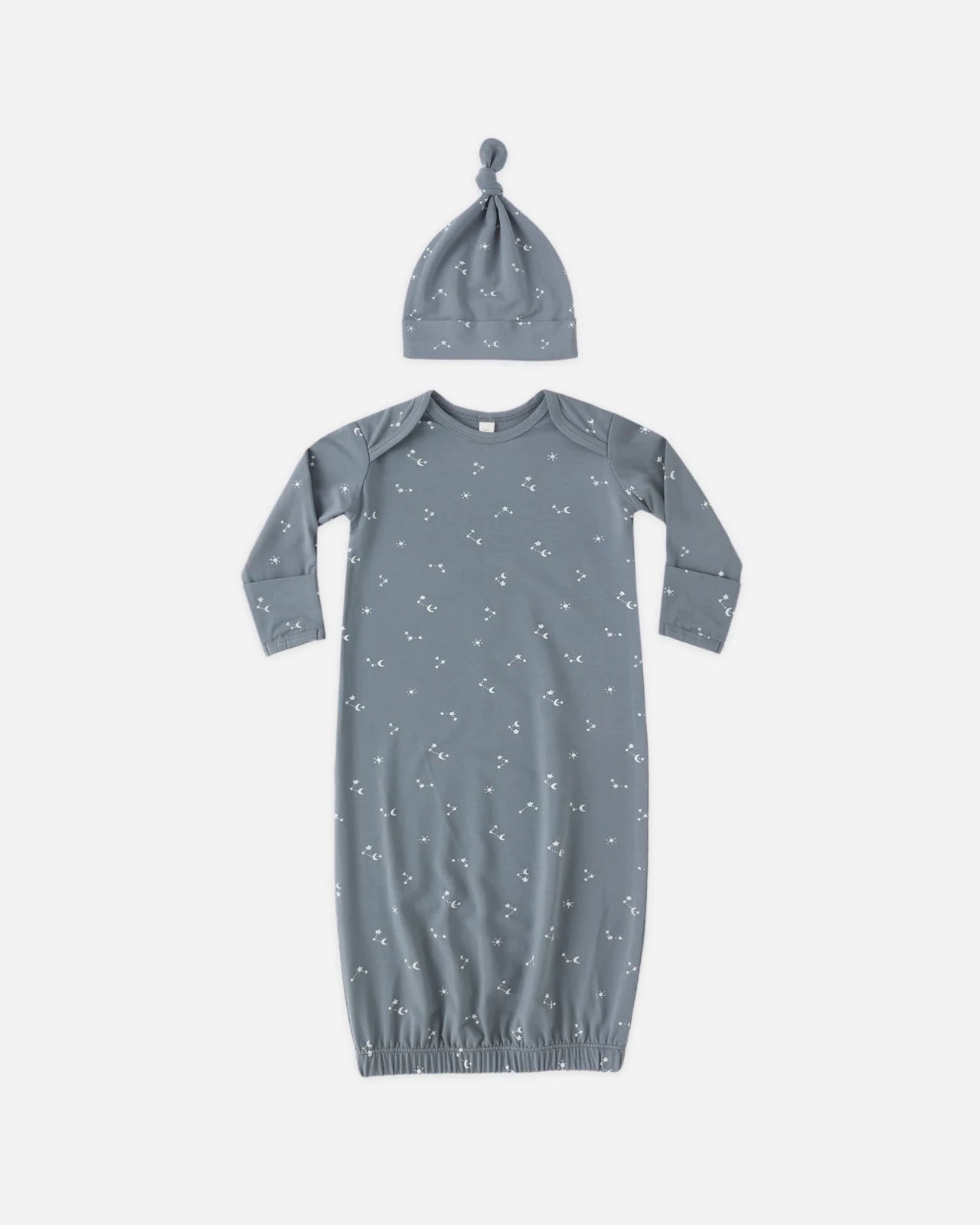 Quincy Mae Bamboo Baby Gown and Hat Set, Starlight - Flying Ryno
