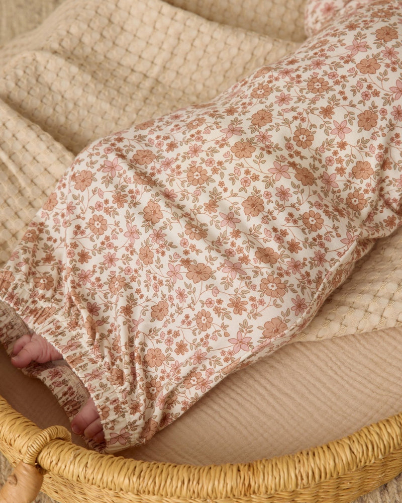 Quincy Mae Bamboo Baby Gown + Hat Set, Bloom - Flying Ryno