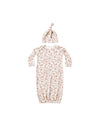 Quincy Mae Bamboo Baby Gown + Hat Set, Bloom - Flying Ryno