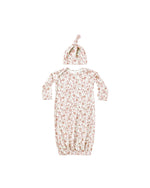Quincy Mae Bamboo Baby Gown + Hat Set, Bloom - Flying Ryno